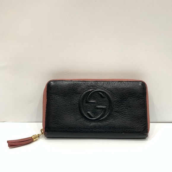 Gucci Black Soho Double G Zip Around Wallet Sku#85559 (Gently used,zip not work) - Picture 1 of 13